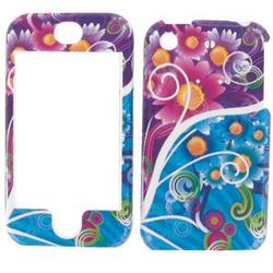 Wireless Emporium, Inc. Apple iPhone 3G Purple & Blue Flowers Snap-On Protector Case