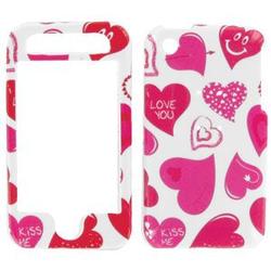 Wireless Emporium, Inc. Apple iPhone 3G White w/Red & Pink Hearts Snap-On Protector Case