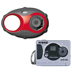 VISIONTEK Argus 5MP Red Bean Camera 16MB 1.5 LCD with FREE Silver 640x480 Digital Keychain Camera 2MB Memory