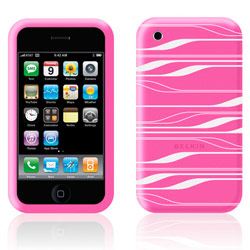 Belkin Silicone Sleeve for iPhone 3G - Bright Pink/Cool Gray