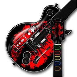 WraptorSkinz Big Kiss Red on Black Skin by TM fits Nintendo Wii Guitar Hero III (3) Les Paul Control