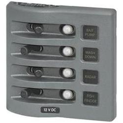 Blue Sea System Blue Sea 4373 WeatherDeck Water Resistant Circuit Breaker Panel - 4 Position - Gray