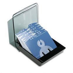 Rolodex Corporation Business Card File, 50 Sleeves, 100 Card Capacity, Black/Smoke Cover