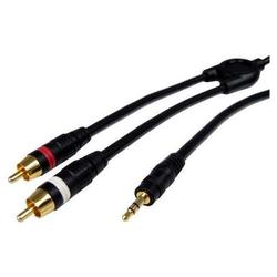 CABLES UNLIMITED Cables Unlimited 6ft Pro A/V Series 6ft 3.5mm to RCA Stereo Audio Cable - 1 x Mini-phone Stereo - 2 x RCA Stereo - 6ft - Black