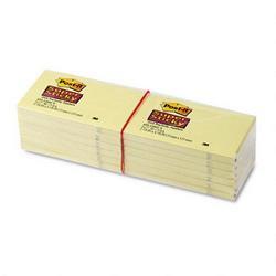 3M Canary Yellow Super Sticky Notes, 3 x 5, Twelve 90 Sheet Pads/Pack