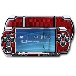 WraptorSkinz Carbon Fiber Red and Chrome Skin and Screen Protector Kit fits Sony PSP Slim