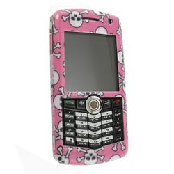 Eforcity Clip-On Case for Blackberry Pearl 8100, Pink w/ White Skull by Eforcity