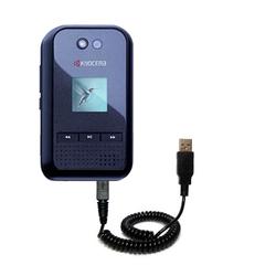 Gomadic Coiled Power Hot Sync and Charge USB Data Cable w/ Tip Exchange for the Kyocera E2000 - Bran