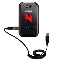 Gomadic Coiled Power Hot Sync and Charge USB Data Cable w/ Tip Exchange for the Kyocera Tempo - Bran