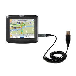 Gomadic Coiled Power Hot Sync and Charge USB Data Cable w/ Tip Exchange for the Magellan Roadmate 1200 - Gom