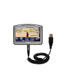 Gomadic Coiled Power Hot Sync and Charge USB Data Cable w/ Tip Exchange for the TomTom Go 920T - Bra