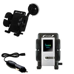 Gomadic Cowon iAudio U5 Auto Windshield Holder with Car Charger - Uses TipExchange