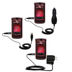 Gomadic Deluxe Kit for the Motorola MOTORAZR2 V9 includes a USB cable with Car and Wall Charger - Br