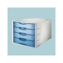 Safco Desktop 4 Drawer Organizer, Letter Size, Gray Cabinet/Blue Drawers