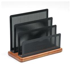 Rolodex Corporation Distinctions™ Mini Sorter, Rich Cherry Wood/ Black Metal