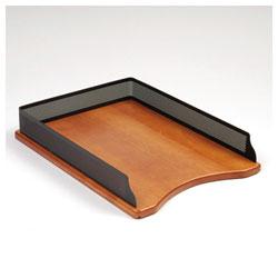 Rolodex Corporation Distinctions™ Self Stacking Letter Size Desk Tray, Rich Cherry Wood/Black Metal