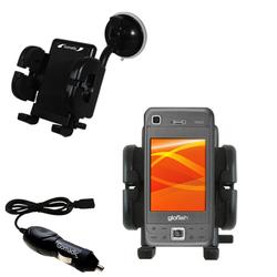 Gomadic ETEN M800 Auto Windshield Holder with Car Charger - Uses TipExchange