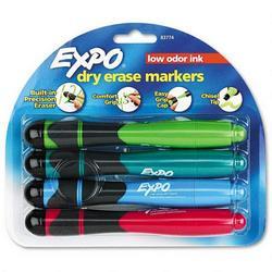 Faber Castell/Sanford Ink Company EXPO® Chisel Tip Markers with Eraser and Grip, Four Marker Set (SAN83774)