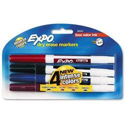 Faber Castell/Sanford Ink Company EXPO® Low Odor Dry Erase Markers, Four Color Sets, Fine Point (SAN86602)