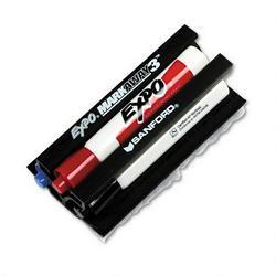 Faber Castell/Sanford Ink Company EXPO® Markaway3™ Eraser & Marker Set, Chisel Tip Markers, Black, Red, Blue