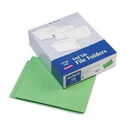 Esselte Pendaflex Corp. End Tab Folders, 3/4 Exp., 2 Fasteners, 2 Ply Tab, Letter, Green, 50/Box