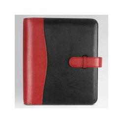 Franklin Covey Company Fashion Sewn Simulated Leather 7 Ring Binder Organizer, 5 1/2 x 8 1/2, Red/Black