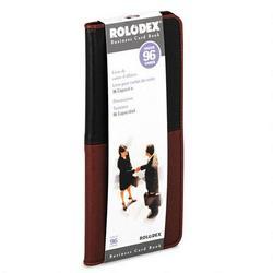 Rolodex Corporation Faux Leather Business Card Book, 96 Card Capacity, 4 7/8 x 10 3/16, Black/Brown