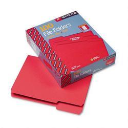 Smead Manufacturing Co. File Folders, Single Ply Top, 1/3 Cut, Letter, Red, 100/Box