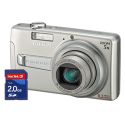 FUJI PHOTO FILM - CAMERAS FujiFilm FinePix J50 8 Megapixel, 5x Optical Zoom, ISO800, 2.7 LCD Digital Camera - Silver WITH SanDisk 2GB Standard SD Card