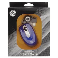 GE Retractable Mini Optical Mouse - Optical - USB - Pink
