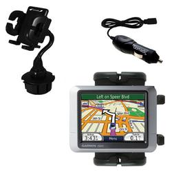 Gomadic Garmin Nuvi 270 Auto Cup Holder with Car Charger - Uses TipExchange