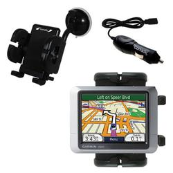 Gomadic Garmin Nuvi 270 Auto Windshield Holder with Car Charger - Uses TipExchange