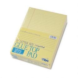 Tops Business Forms Glue Top Legal Pads, 8 1/2 x 11, Canary, Legal Rule, 50 sheets/Pad, 12/Pack