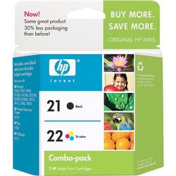 HP No. 21/22 Combo Pack Black/Color Ink Cartridge - 190, 165 Pages, Pages Black, Color - Black, Color