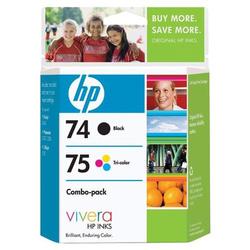 HP No. 74 / 75 Tri-color and Black Ink Cartridges - Black, Cyan, Magenta, Yellow