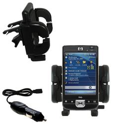 Gomadic HP iPaq 214 Auto Vent Holder with Car Charger - Uses TipExchange