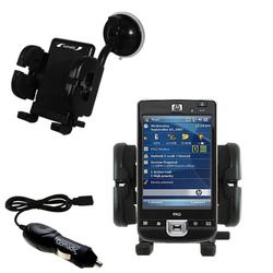 Gomadic HP iPaq 214 Auto Windshield Holder with Car Charger - Uses TipExchange