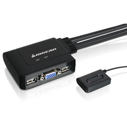 IOGEAR GCS22u 2-Port USB KVM Switch - 2 x 1 - 4 x Type A USB, 2 x HD-15 Monitor