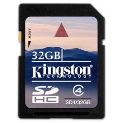 KINGSTON TECHNOLOGY FLASH Kingston 32GB Flash Memory SDHC Class 4 Flash Card