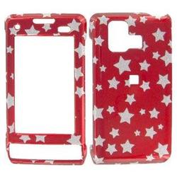 Wireless Emporium, Inc. LG Dare VX9700 Red w/Glitter Stars Snap-On Protector Case Faceplate