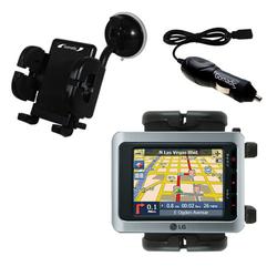 Gomadic LG LN730 Auto Windshield Holder with Car Charger - Uses TipExchange