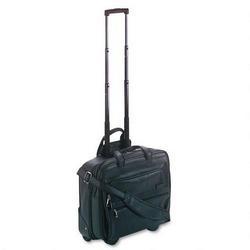 Bond Street Ltd Laptop Computer/Business Case on Wheels, Leather, Black