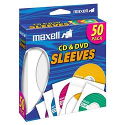 Maxell CD-400 CD/DVD Sleeves (50-Pack) - Slide Insert - White