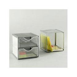 Rolodex Corporation Mesh Organization Cube, Two Drawer Cube, Pewter