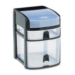 RubberMaid Mini Storage Drawers with Flip Top Lid, 9 3/4 High, Black with 2 Clear Drawers