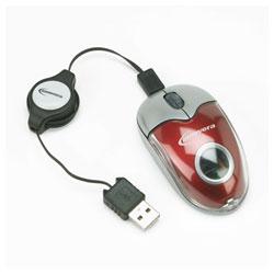 INNOVERA Mini Wired Optical Mouse with Coin RTC USB Cable, Red