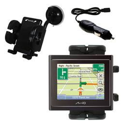 Gomadic Mio Technology Moov 200 Auto Windshield Holder with Car Charger - Uses TipExchange