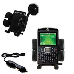 Gomadic Motorola MOTO Q 9c Auto Windshield Holder with Car Charger - Uses TipExchange