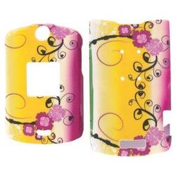 Wireless Emporium, Inc. Motorola V3/V3m/V3c Razr Yellow w/Pink Flowers Snap-On Protective Case Faceplate