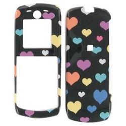 Wireless Emporium, Inc. Motorola i335 Black w/Color Hearts Snap-On Protective Case Faceplate